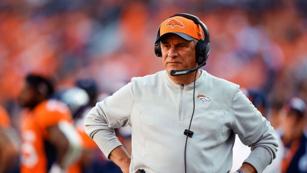Denver Broncos head coach Vic Fangio in the fourth quarter against the New York Jets at Empower Field at Mile High.